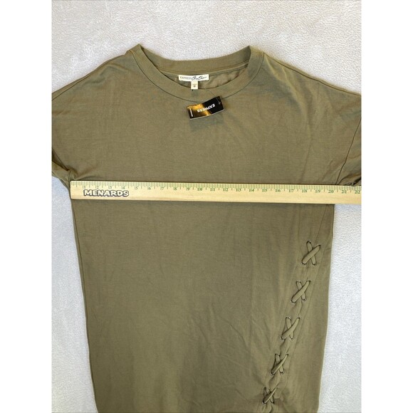 NEW Express One Eleven Sweatshirt Dress Women's XS Drab Green Lace up side Drop - Picture 5 of 8